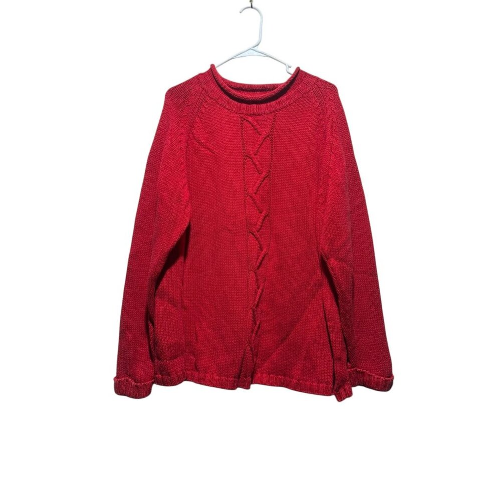 Vintage StJohnsBay Cable Knit Roll Neck Sweater Womens 3X Red Christmas Preppy
